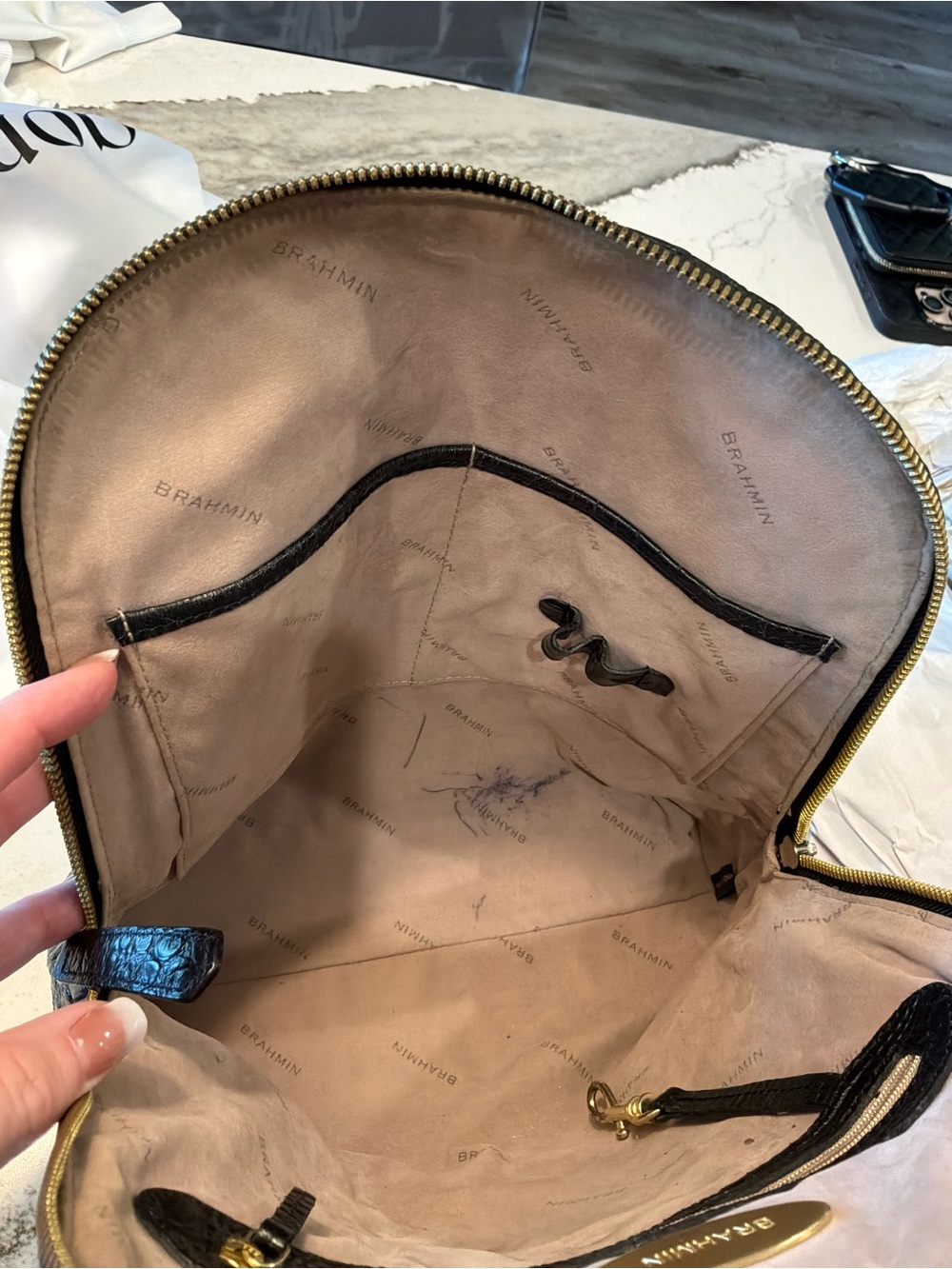 Brahmin Croc-Embossed Leather Backpack - Picture 6 of 6